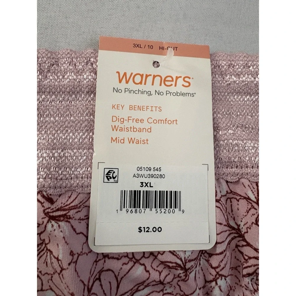 NEW Warners Panty Lace Hi-Cut No Pinching/Problems Hipster Panty 2 Pair 3XLarge